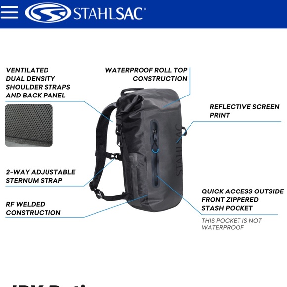 Stahlsac Storm 26L Waterproof Backpack Roll Top Construction - Picture 6 of 12